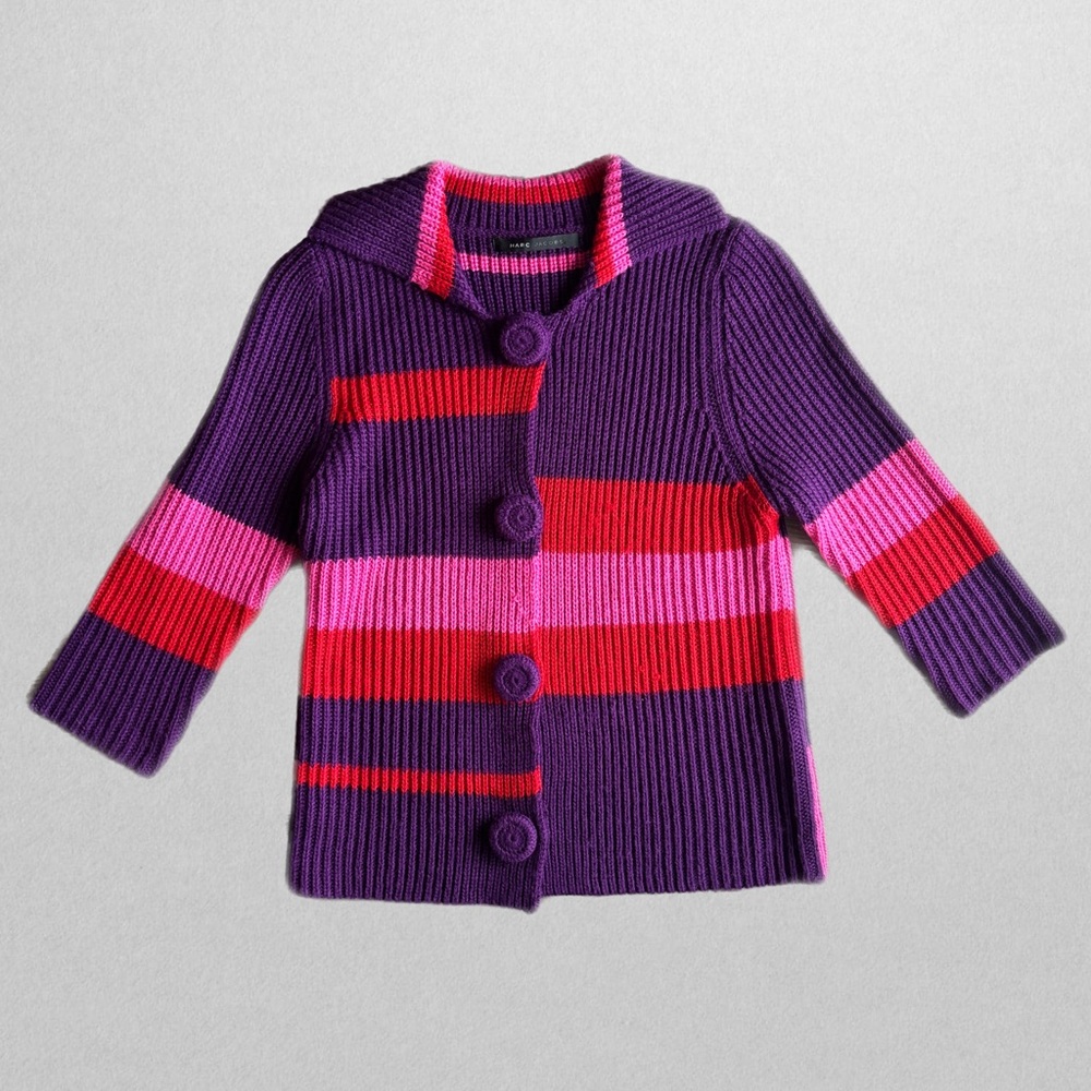 Marc Jacobs (Mainline) Colour Block Striped Wool Blend Cardigan | Size S-M